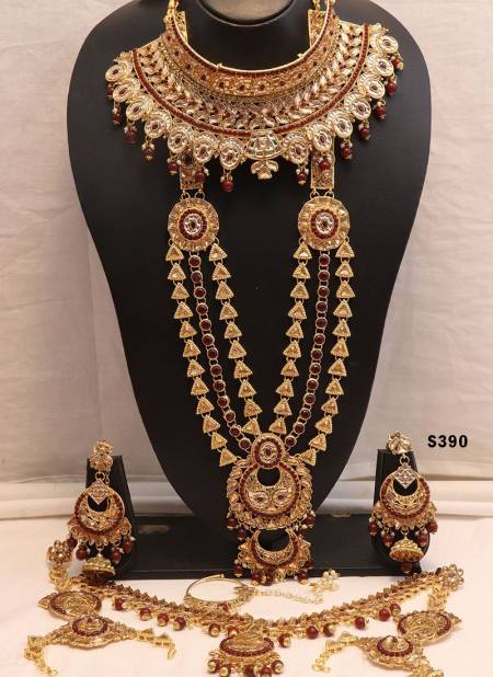 Dark Maroon Colour Traditional Designer Chokar And Long Necklace Bridal Set Collection 390